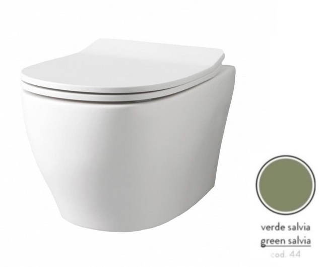 Унитаз подвесной ArtCeram Ten 4.0 безободковый 36х52 см керамика зеленый шалфей TEV006 44;00