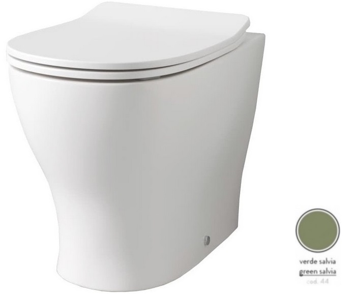 Унитаз напольный ArtCeram Ten 4.0 безободковый 36х52 см керамика зеленый шалфей TEV007 44;00