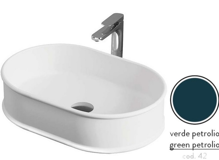 Раковина для ванної ArtCeram Atelier 60х40 см кераміка синьо-зелений ATL002 42;00