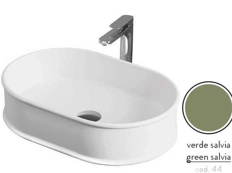 Раковина для ванной ArtCeram Atelier 60х40 см керамика зеленый шалфей ATL002 44;00