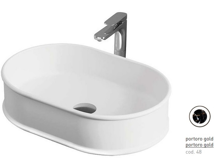 Раковина для ванної ArtCeram Atelier 60х40 см кераміка portoro gold ATL002 48;00