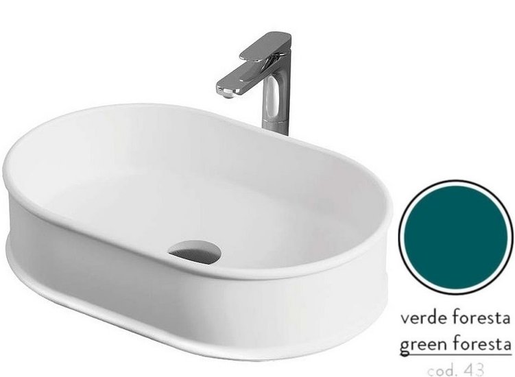 Раковина для ванної ArtCeram Atelier 60х40 см зелена кераміка ATL002 43;00