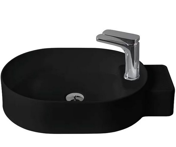 Раковина для ванної ArtCeram Cartesio 58х36 см з отвором під змішувач кераміка чорний глянсовий CAL001 03;00