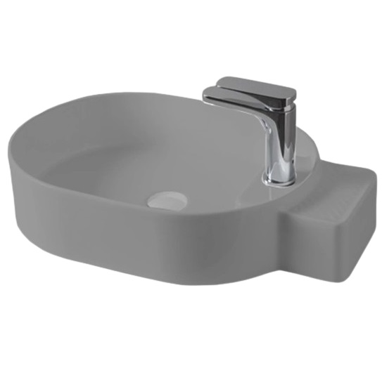 Раковина для ванної ArtCeram Cartesio 58х36 см з отвором під змішувач кераміка сірий CAL001 34;00