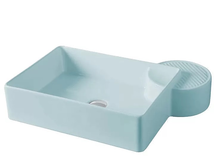 Раковина для ванной ArtCeram Cartesio 58х44 см без отверстий под смеситель керамика голубой CAL002 32;99