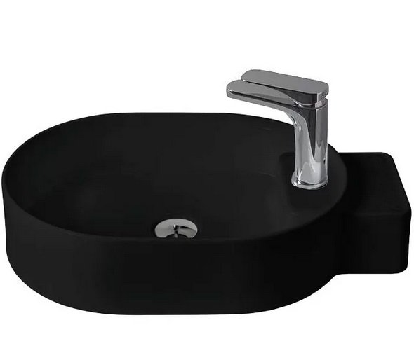 Раковина для ванної ArtCeram Cartesio 58х36 см з отвором під змішувач кераміка чорний глянсовий CAL001 03;00