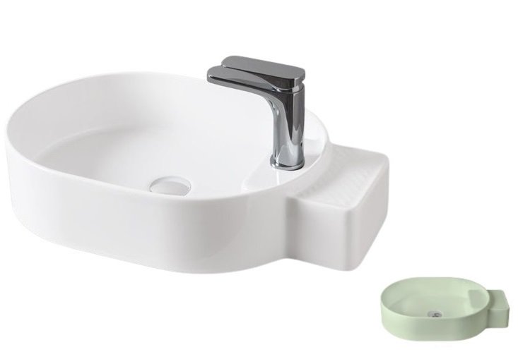 Раковина для ванной ArtCeram Cartesio 58х36 см с отверстием под смеситель керамика светло-зеленый CAL001 35;00