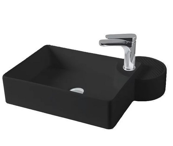Раковина для ванної ArtCeram Cartesio 58х44 см з отвором під змішувач кераміка чорний матовий CAL002 17;00