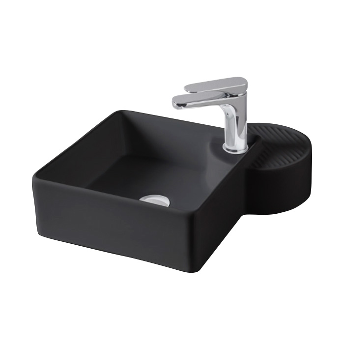 Раковина для ванной ArtCeram Cartesio 44х44 см с отверстием под смеситель керамика черный глянцевый CAL003 03;00