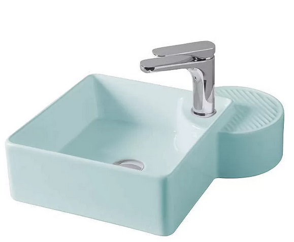 Раковина для ванної кімнати ArtCeram Cartesio 44х44 см з отвором під змішувач кераміка блакитний CAL003 32;00