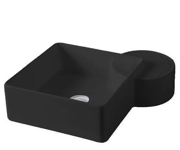 Раковина для ванної кімнати ArtCeram Cartesio 44х44 см без отвору під змішувач кераміка чорний глянсовий CAL003 03;99