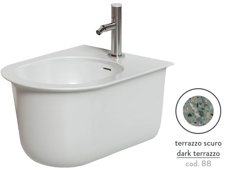 Биде подвесное ArtCeram Chic 38х53,5 см керамика terrazo scuro CHB001 88;00