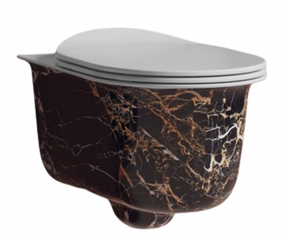 Унітаз підвісний ArtCeram Chic безободковий 38х53 см кераміка portoro gold CHV001 48;00