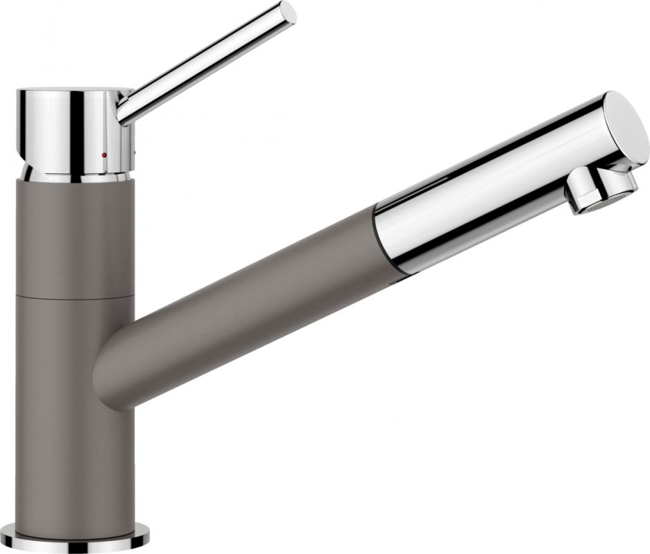 Змішувач для кухні Blanco Kano-S з висувною лійкою Silgranit хром/вулканічний сірий 526952