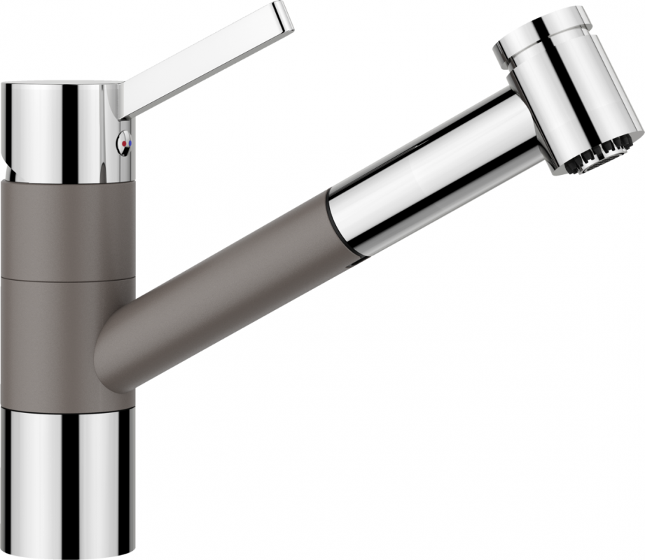 Змішувач для кухні Blanco Tivo-S з висувною лійкою Silgranit хром/вулканічний сірий 526976
