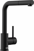 Змішувач для кухні Blanco Mila-S з висувною лійкою Silgranit чорний матовий 526660
