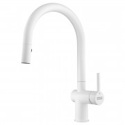 Смеситель для кухни Franke Active J с выдвижной лейкой и ламинарным потоком белый матовый 115.0653.405