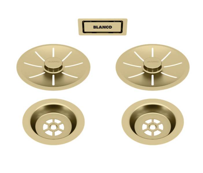 Відвідна арматура для подвійної чаші Blanco InFino® з переливом золото сатинове 203477