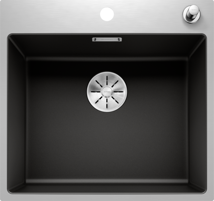 Мийка для кухні Blanco Subline 500-IF/A SteelFrame 54,3х51 см SILGRANIT PuraDur® чорний/сталевий кант 525999