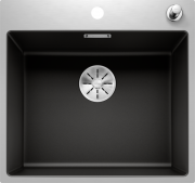 Мийка для кухні Blanco Subline 500-IF/A SteelFrame 54,3х51 см SILGRANIT PuraDur® чорний/сталевий кант 525999