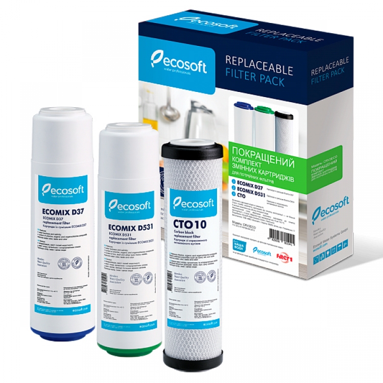 Покращений комплект картриджів Ecosoft для потрійного фільтра CRV3ECO
