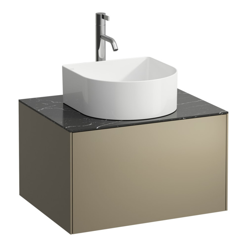 Тумба под раковину Laufen Sonar 60 см с отверстием под раковину и смеситель МДФ/ДСП/керамогранит титан/черный мрамор H4054050341421