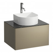 Тумба под раковину Laufen Sonar 60 см с отверстием под раковину и смеситель МДФ/ДСП/керамогранит титан/черный мрамор H4054050341421