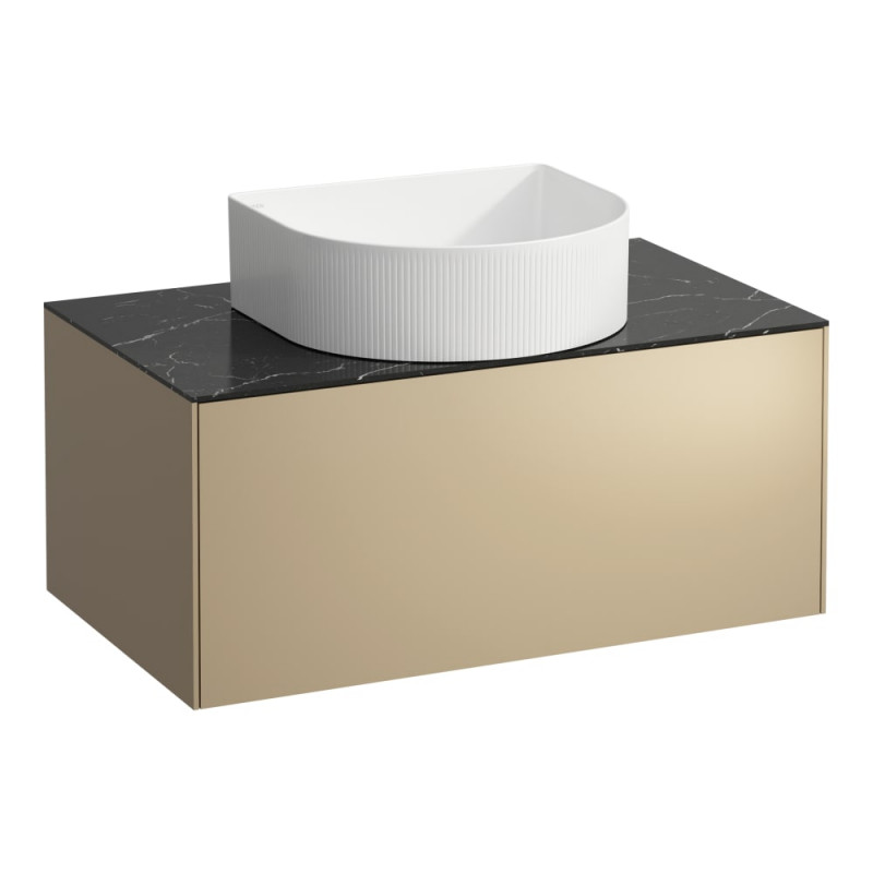 Тумба под раковину Laufen Sonar 80 см с отверстием в центре МДФ/ДСП/керамогранит золото/черный мрамор H4054110341401