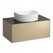 Тумба під раковину Laufen Sonar 80 см з отвором у центрі МДФ/ДСП/керамограніт золото/чорний мармур H4054110341401