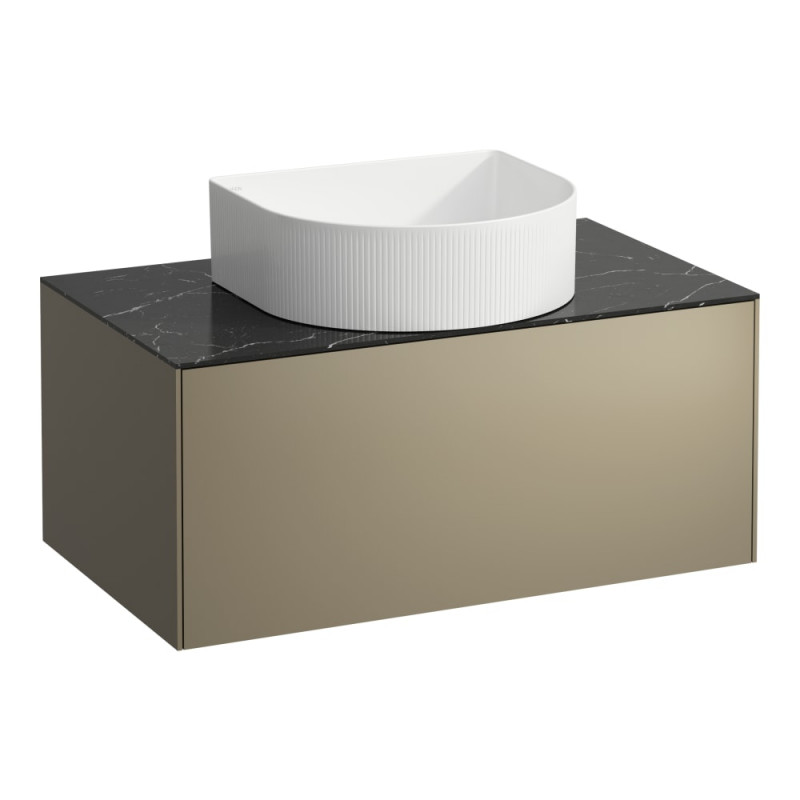 Тумба под раковину Laufen Sonar 80 см с отверстием в центре МДФ/ДСП/керамогранит титан/черный мрамор H4054110341421