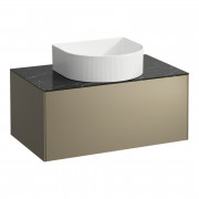 Тумба под раковину Laufen Sonar 80 см с отверстием в центре МДФ/ДСП/керамогранит титан/черный мрамор H4054110341421