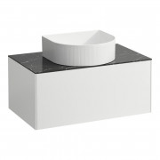 Тумба под раковину Laufen Sonar 80 см с отверстием в центре МДФ/ДСП/керамогранит белый матовый/черный мрамор H4054110341431