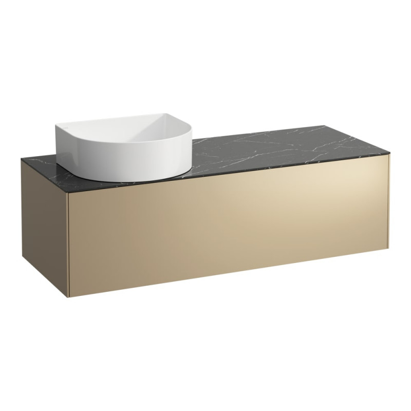 Тумба під раковину Laufen Sonar 120 см з отвором зліва МДФ/ДСП/керамограніт золото/чорний мармур H4054220341401