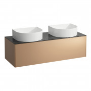 Тумба под 2 раковины Laufen Sonar 120 см с 2 отверстиями МДФ/ДСП/керамогранит медь/черный мрамор H4054240341411