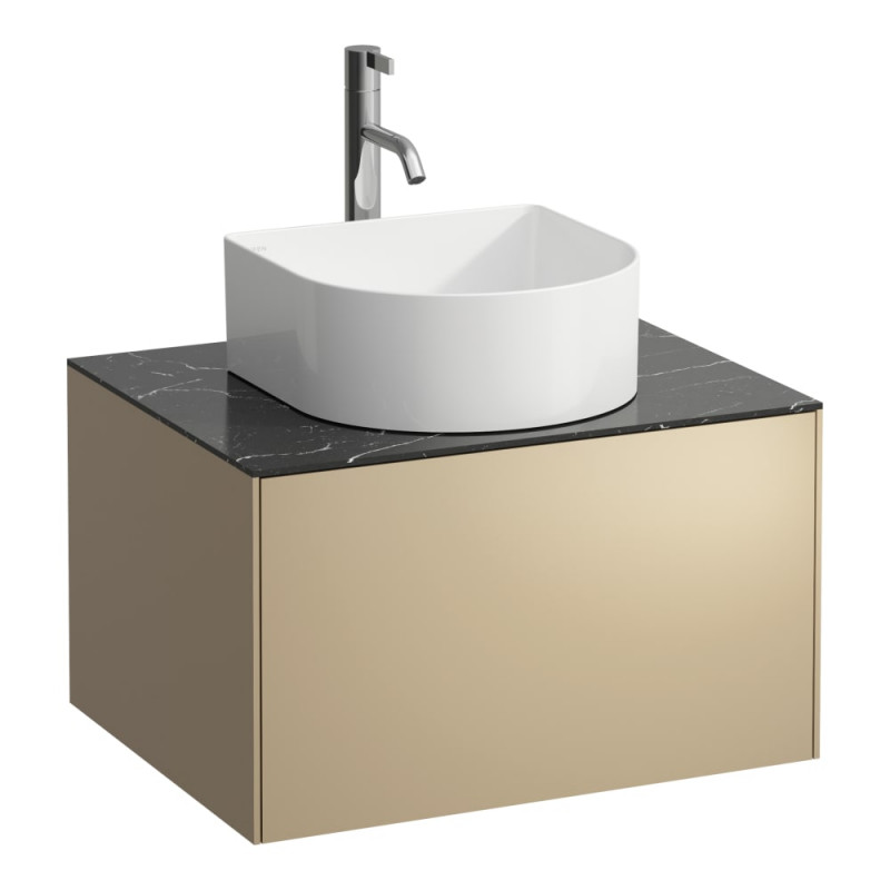 Тумба під раковину Laufen Sonar 60 см з отвором під раковину та змішувач МДФ/ДСП/керамограніт золото/чорний мармур H4054050341401