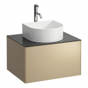 Тумба под раковину Laufen Sonar 60 см с отверстием под раковину и смеситель МДФ/ДСП/керамогранит золото/черный мрамор H4054050341401