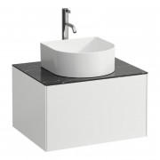 Тумба під раковину Laufen Sonar 60 см з отвором під раковину та змішувач МДФ/ДСП/керамограніт білий матовий/чорний мармур H4054050341431