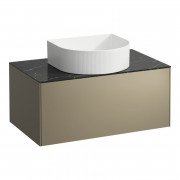 Тумба под раковину Laufen Sonar 80 см с отверстием в центре МДФ/ДСП/керамогранит титан/черный мрамор H4054110341421