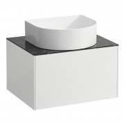 Тумба под раковину Laufen Sonar 60 см с отверстием в центре МДФ/ДСП/керамогранит белый матовый/черный мрамор H4054010341431