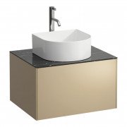 Тумба под раковину Laufen Sonar 60 см с отверстием под раковину и смеситель МДФ/ДСП/керамогранит золото/черный мрамор H4054050341401