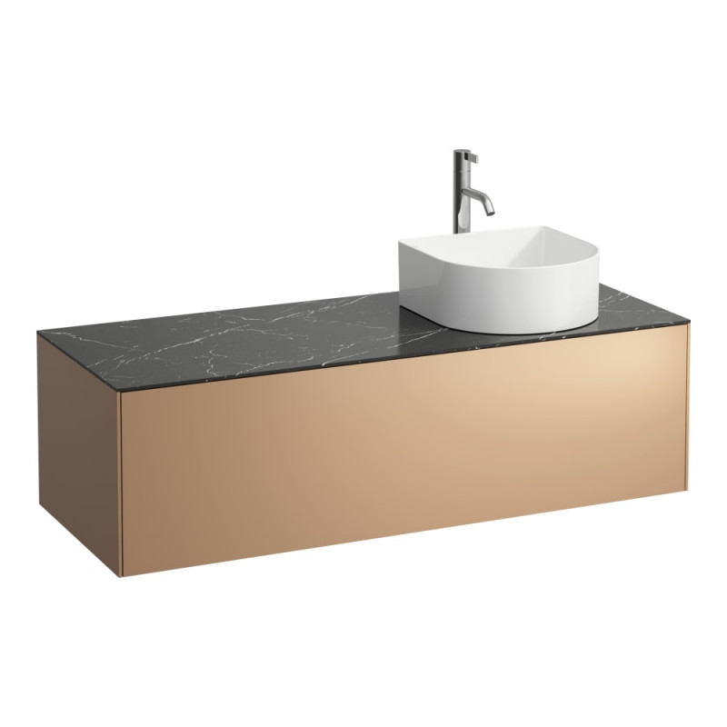Тумба под раковину Laufen Sonar 120 см с отверстием справа под раковину и смеситель МДФ/ДСП/керамогранит медь/черный мрамор H4054270341411
