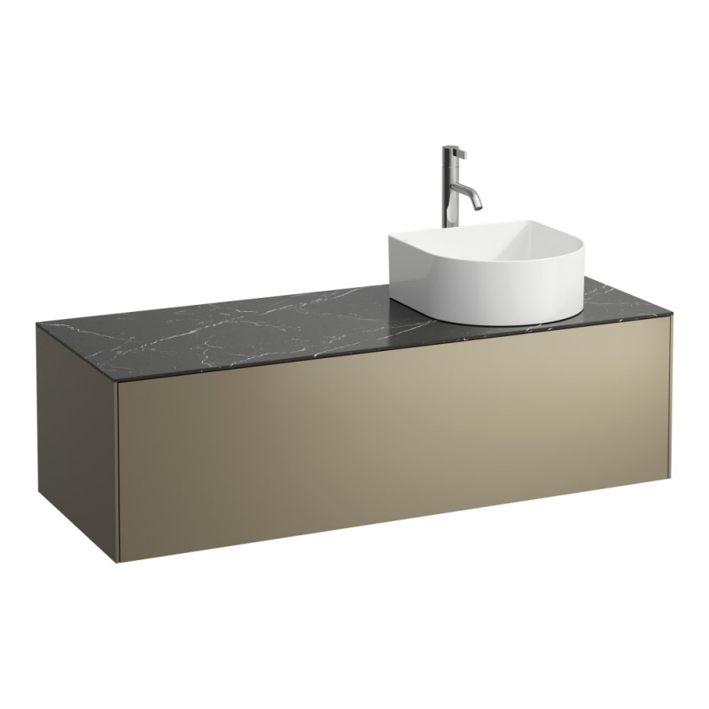 Тумба под раковину Laufen Sonar 120 см с отверстием справа под раковину и смеситель МДФ/ДСП/керамогранит титан/черный мрамор H4054270341421