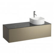 Тумба під раковину Laufen Sonar 120 см з отвором праворуч під раковину та змішувач МДФ/ДСП/керамограніт титан/чорний мармур H4054270341421