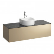 Тумба под раковину Laufen Sonar 120 см с отверстием в центре под раковину и смеситель МДФ/ДСП/керамогранит золото/черный мрамор H4054250341401