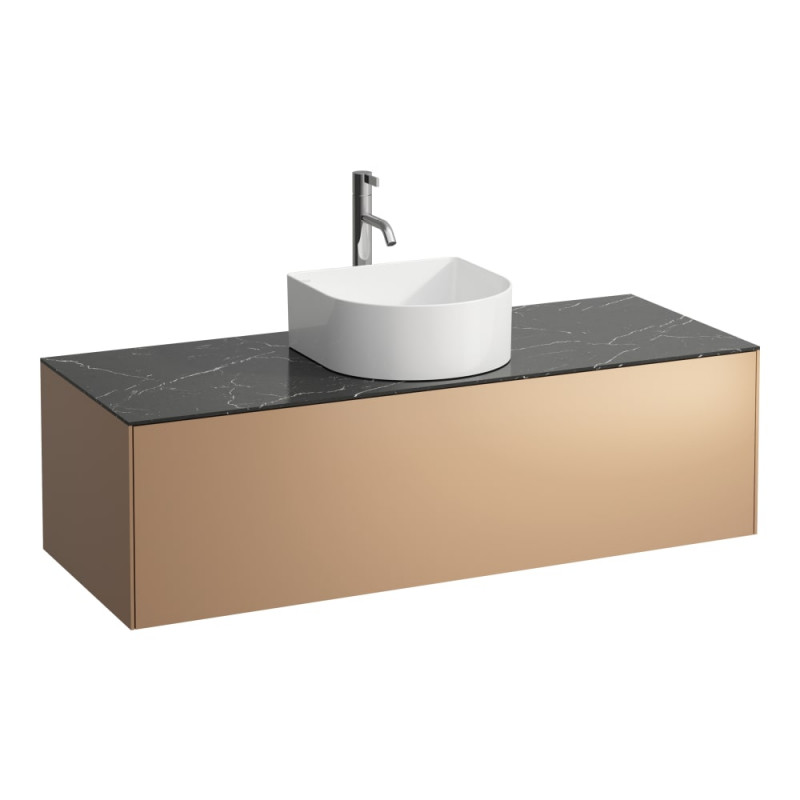Тумба під раковину Laufen Sonar 120 см з отвором у центрі під раковину та змішувач МДФ/ДСП/керамограніт мідь/чорний мармур H4054250341411