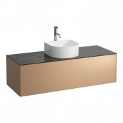 Тумба под раковину Laufen Sonar 120 см с отверстием в центре под раковину и смеситель МДФ/ДСП/керамогранит медь/черный мрамор H4054250341411