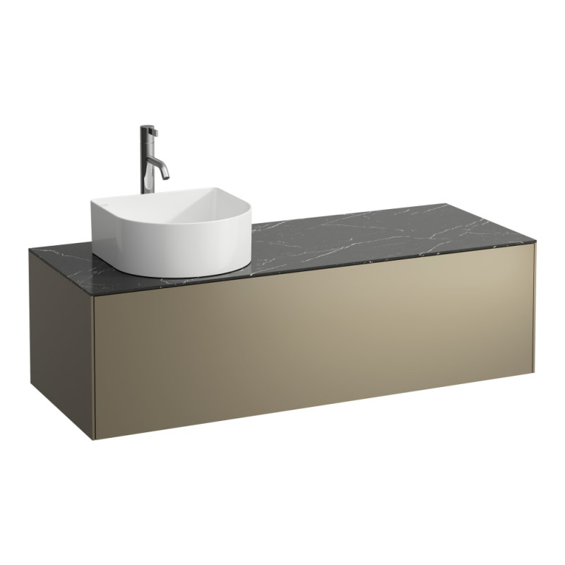 Тумба под раковину Laufen Sonar 120 см с отверстием слева под раковину и смеситель МДФ/ДСП/керамогранит титан/черный мрамор H4054260341421