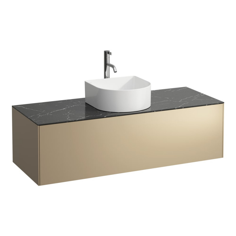 Тумба под раковину Laufen Sonar 120 см с отверстием в центре под раковину и смеситель МДФ/ДСП/керамогранит золото/черный мрамор H4054250341401