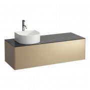 Тумба під раковину Laufen Sonar 120 см з отвором зліва під раковину та змішувач МДФ/ДСП/керамограніт золото/чорний мармур H4054260341401