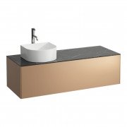Тумба під раковину Laufen Sonar 120 см з отвором зліва під раковину та змішувач МДФ/ДСП/керамограніт мідь/чорний мармур H4054260341411